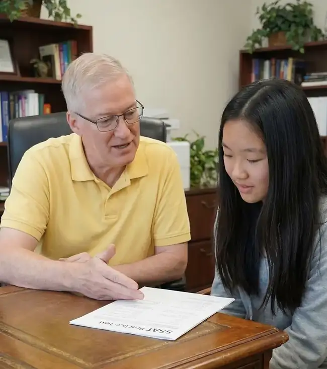 Private SSAT Middle Level tutoring session with Dr. Donnelly reviewing test strategies